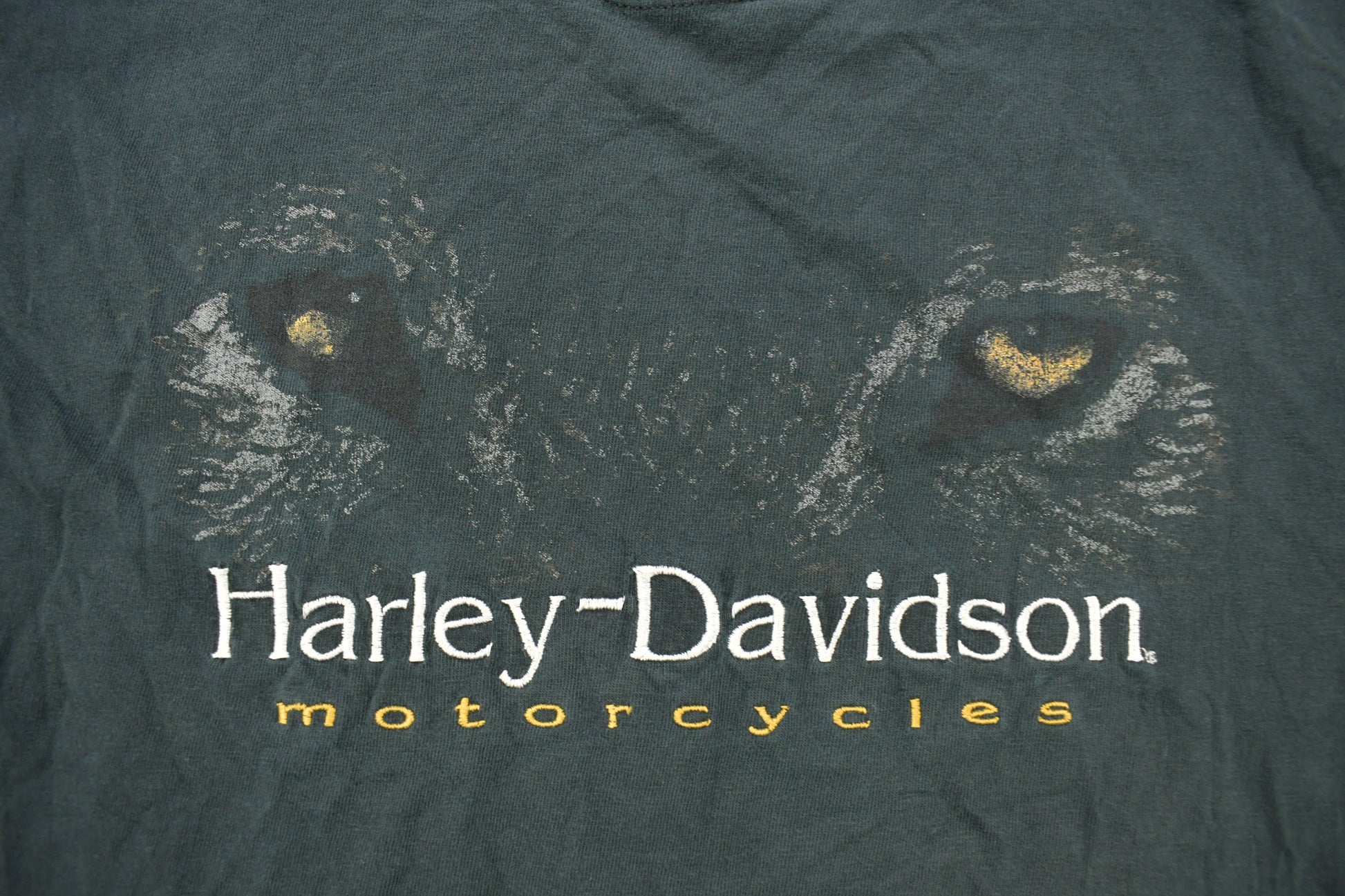 Vintage 1990s Bald Eagle Harley Davidson Marquette Michigan T-Shirt / Embroidered / Made In USA / Biker Tee / Souvenir T Shirt