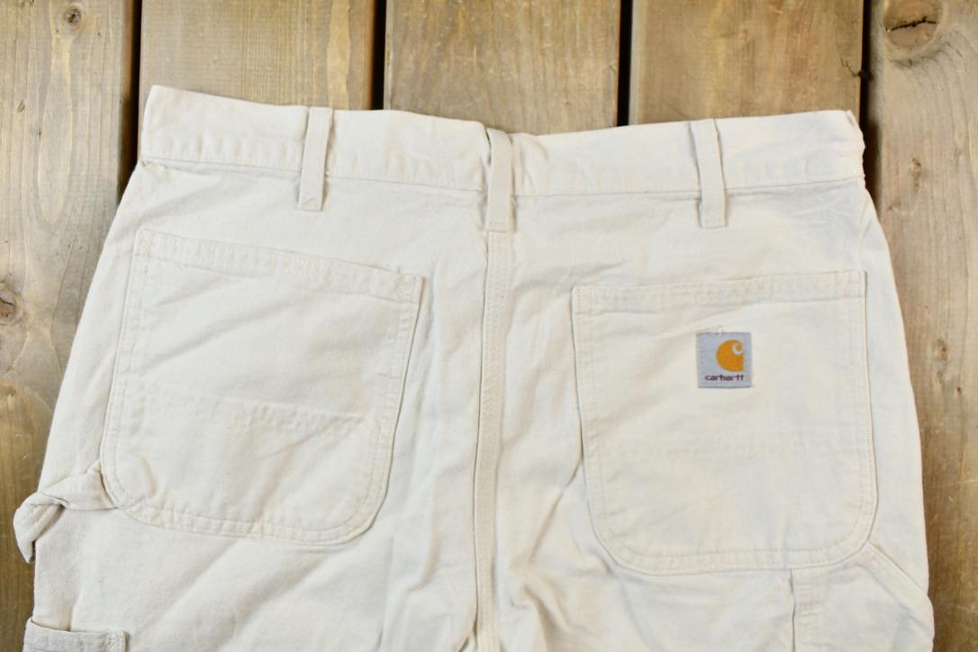 Vintage 1990s White Carhartt Dungaree Work Pants Size 40 x 29