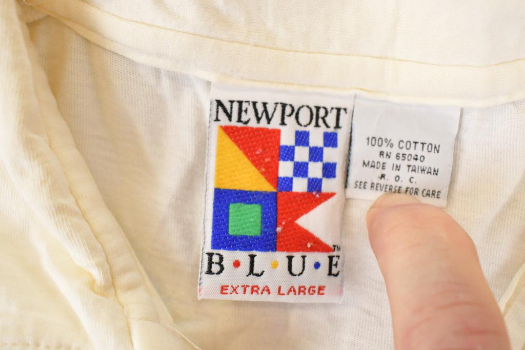 Vintage 1990s New Port Blue Quarter Button FAB Abstract Shirt Men's XL