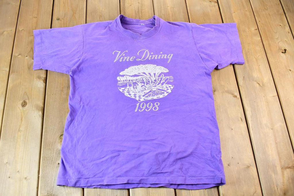 Vintage 1998 Vine Dining Single Stitch Picnic Graphic T-Shirt