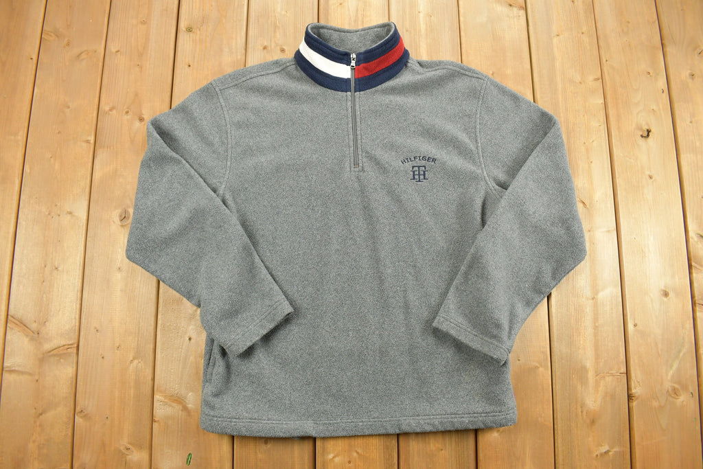 Vintage Tommy Hilfiger Embroidered Quarter Zip Fleece Sweatshirt
