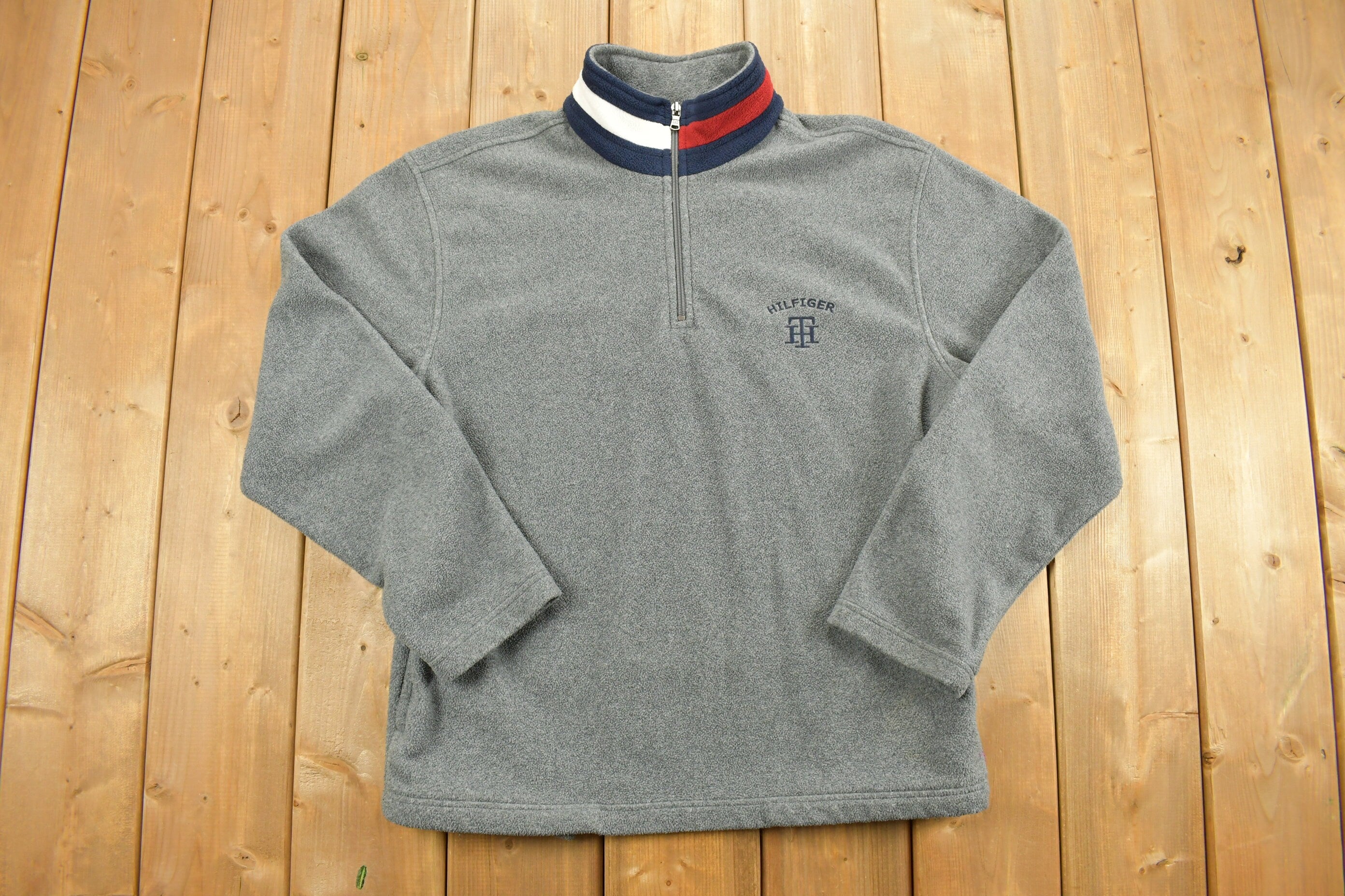 Vintage Tommy Hilfiger Embroidered Quarter Zip Fleece Sweatshirt