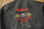 Vintage 1990s Wilson Golf & Tennis Team Embroidered Leather Bomber Jacket Size 46