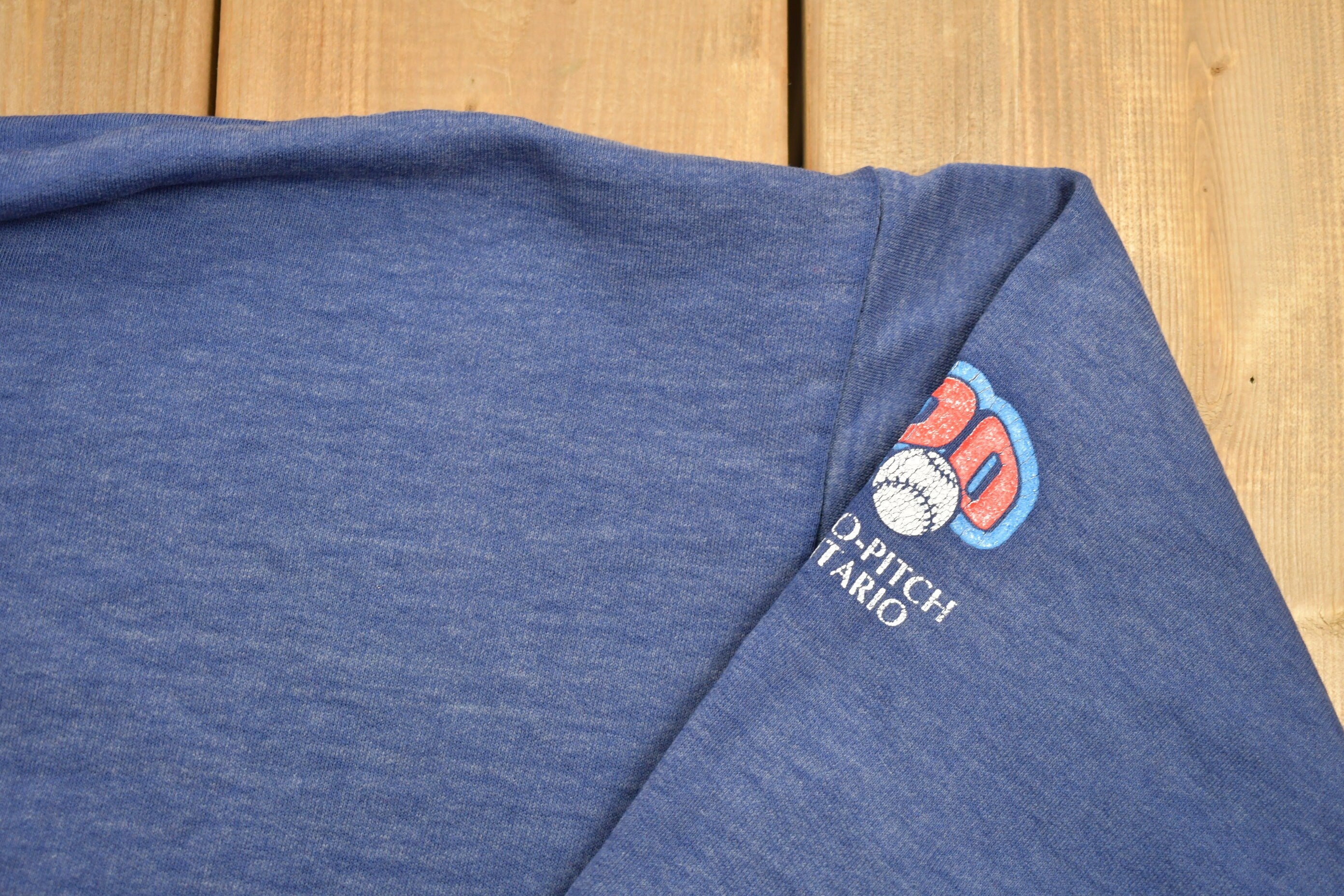 Vintage 1990s Blue Light Collared Crewneck Sweatshirt