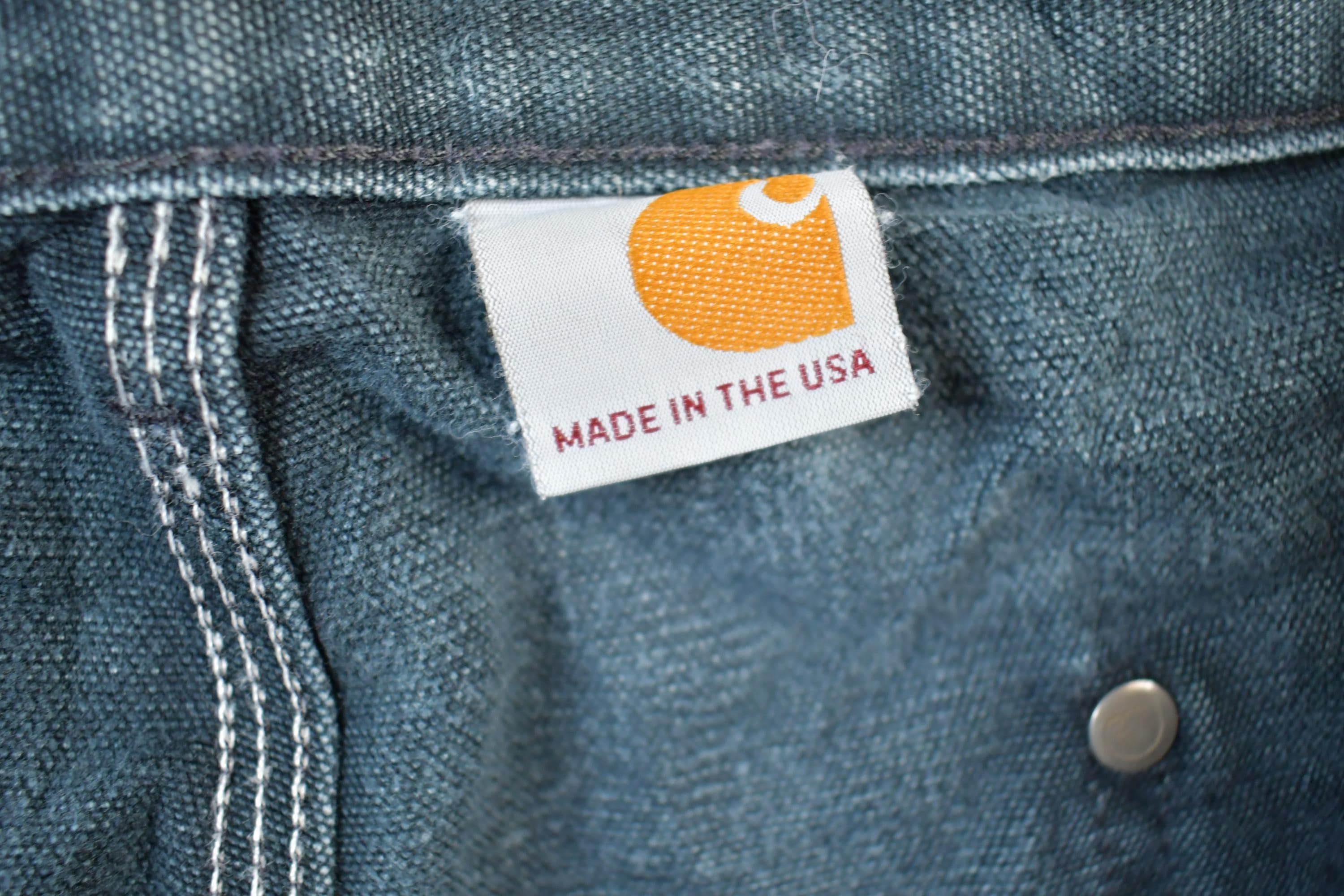 Vintage 1990s Carhartt Double Knee Distressed Denim Work Jeans Size 40 x 32