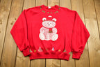 Vintage 1990s Teddy Bear Graphic Holiday Crewneck , Christmas Teddy Bear , Winter Wear , Festive Graphic Print , Made In USA