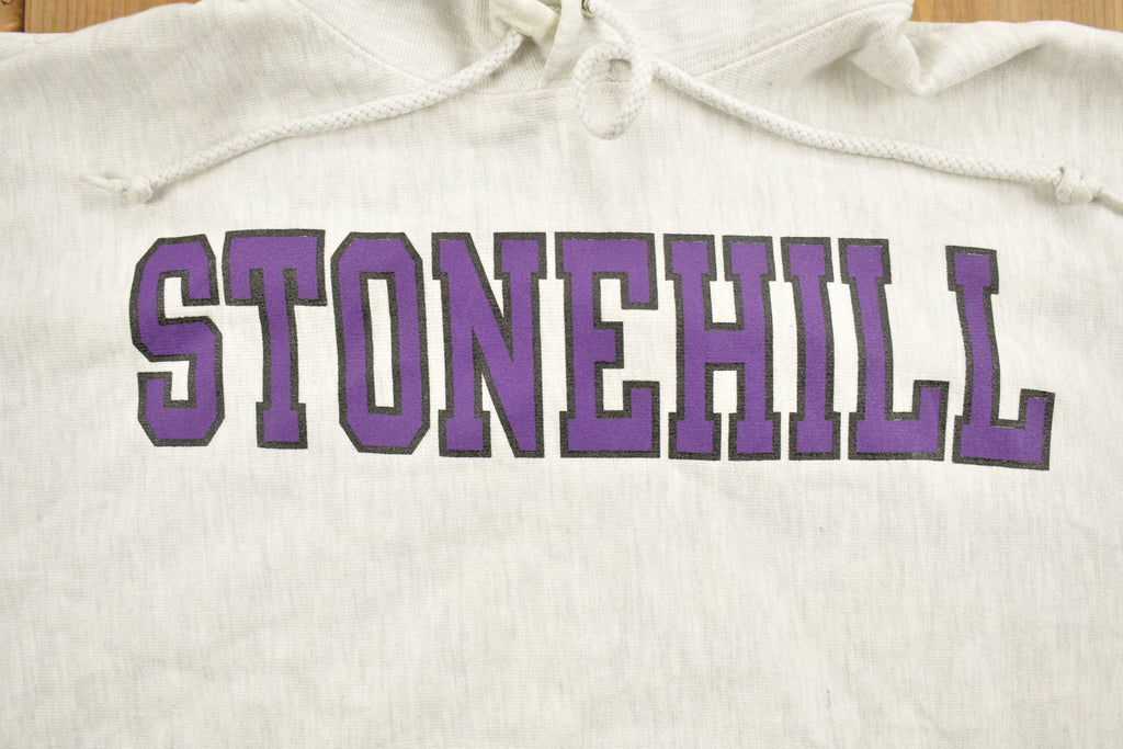 Vintage 1990s Stonehill University Collegiate Champion Reverse Weave Hoodie