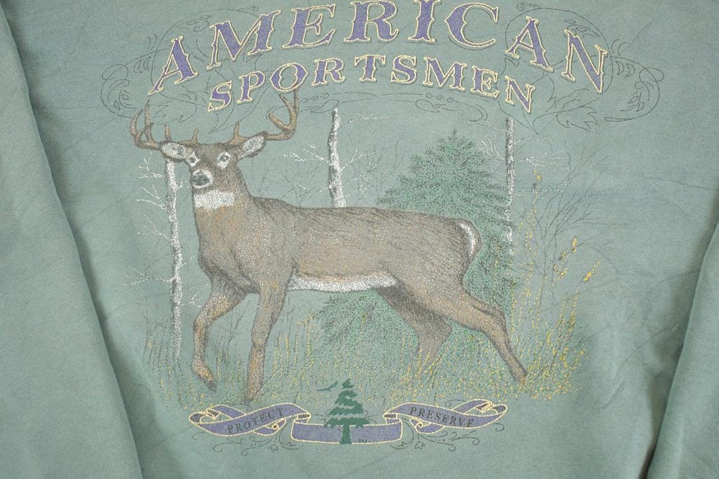 Vintage 1990s America Sportsman Big Buck Deer Souvenir Outdoorsman Crewneck Sweatshirt Mens XXXL