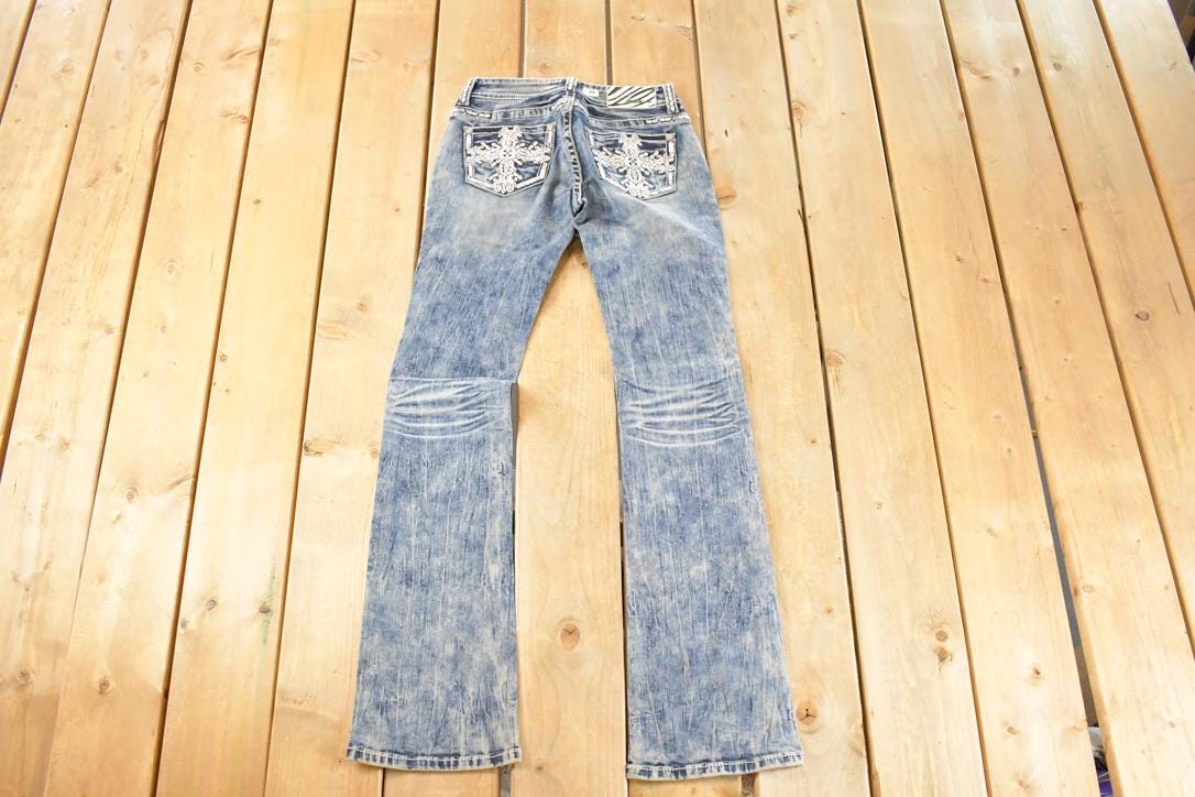 Vintage Deadstock Y2K Grace In LA Bedazzled Bootcut Low Rise Jeans Women's Size 26 x 32