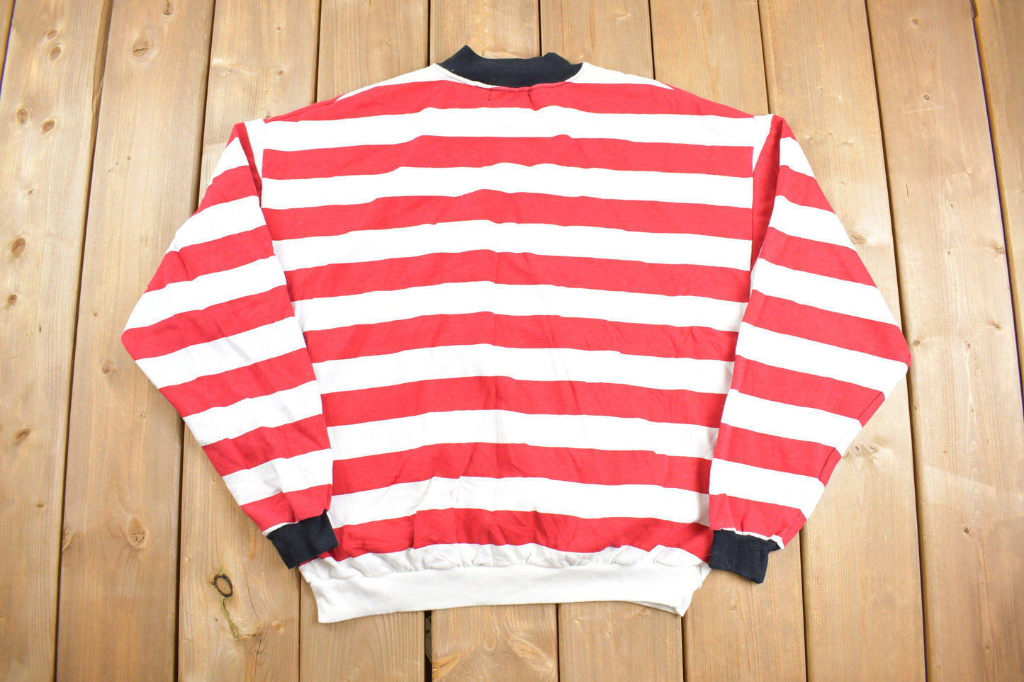 Vintage 1980s Le Tigre Your Country Needs You Crewneck Sweatshirt / 80s Crewneck / Made In USA / Striped / Streetwear / 90s