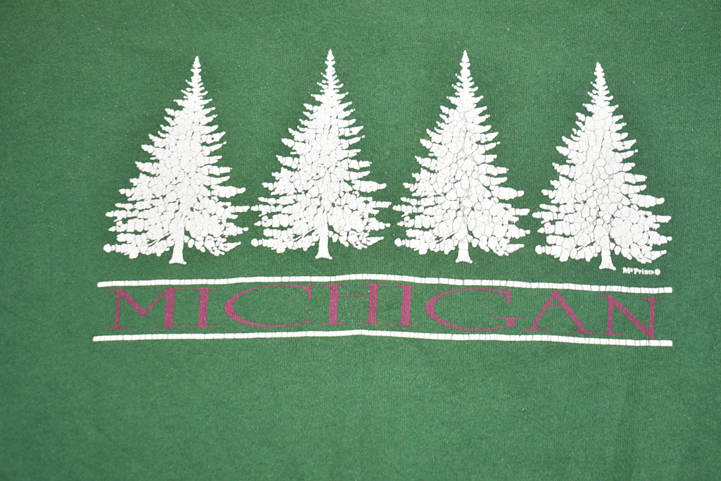 Vintage 1990s Lee Michigan Tree Graphic Crewneck Sweatshirt