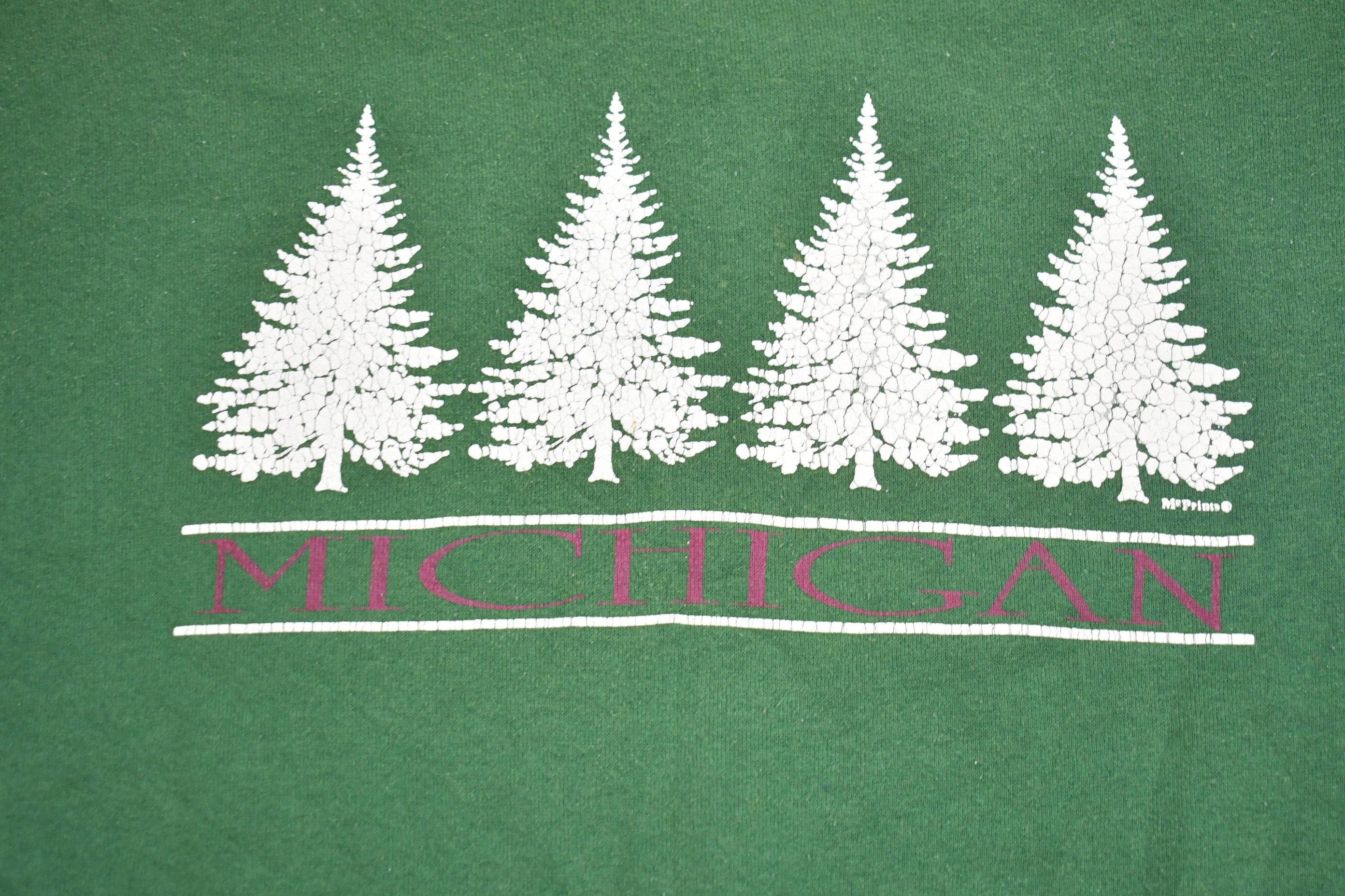Vintage 1990s Lee Michigan Tree Graphic Crewneck Sweatshirt