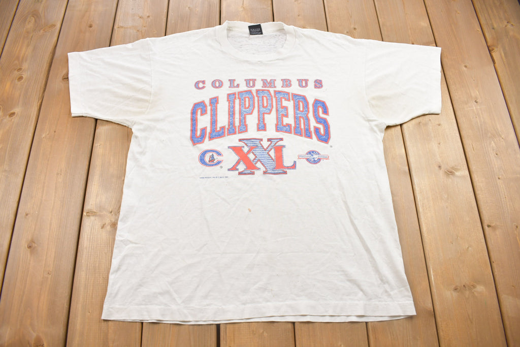 Vintage 1990s Columbus Clippers Graphic Screen Stars T Shirt