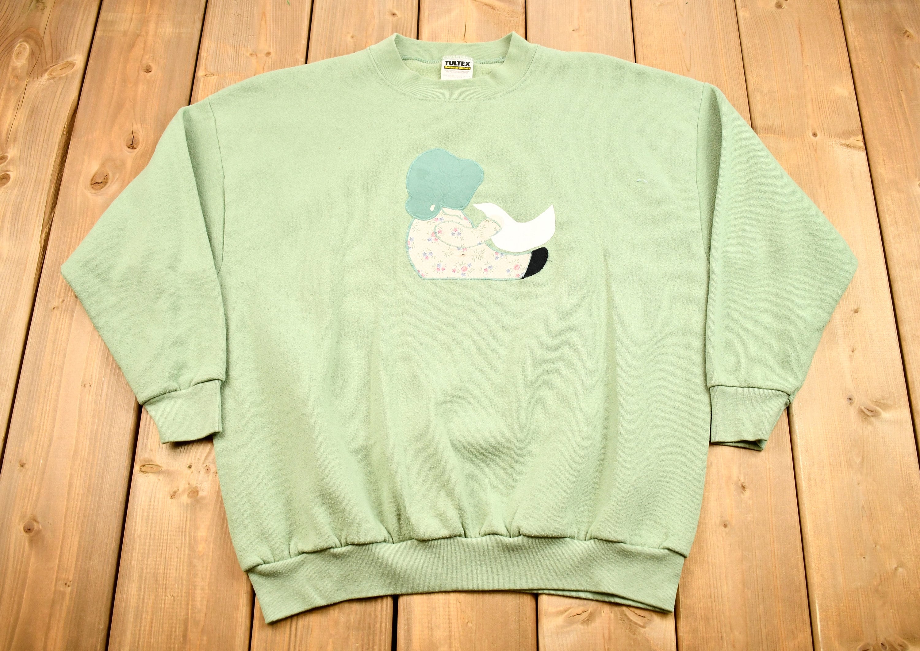 Vintage 1990s Tultex Embroidered Patchwork Crewneck Sweatshirt