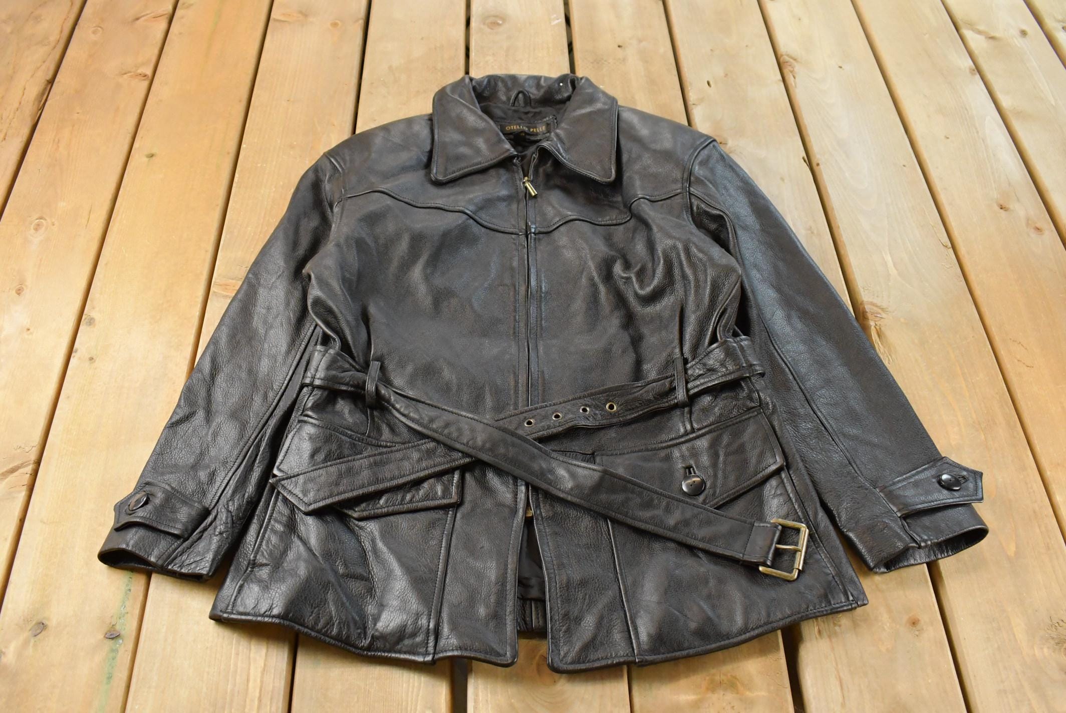 Vintage 1990s Otello Pelle Leather Motorcycle Jacket Women's M / Leather Biker Jacket / Leather Coat / Winter Outerwear / 90s Jacket