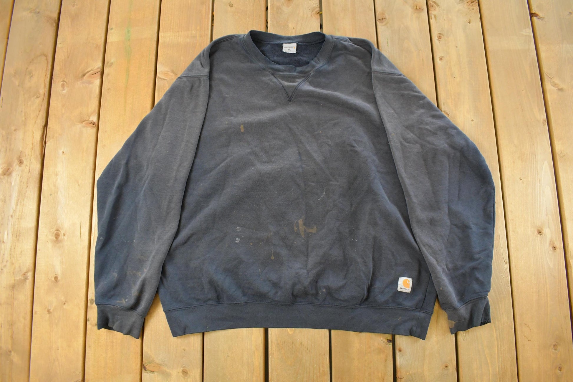 Vintage 1990s Distressed Carhartt Crewneck Sweatshirt Men's 2XL / Heavy Cotton / Sweatshirt / Workwear / Streetwear / Vintage Carhartt