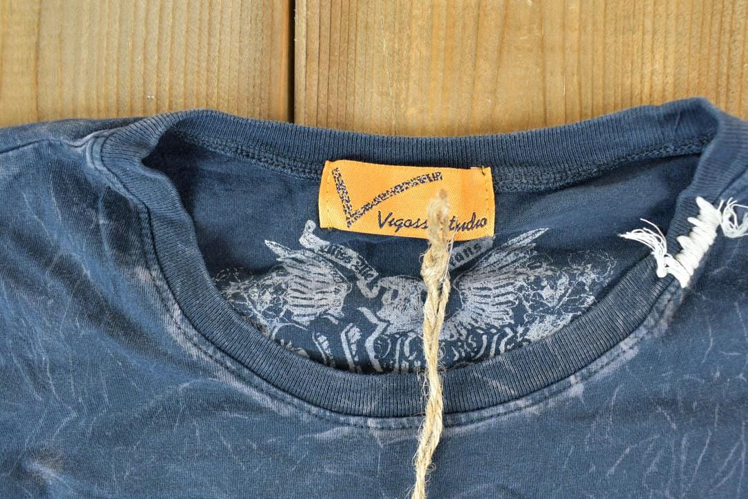 Women Vintage Deadstock Vigoss Y2K Argyle Lion Double Sleeve T-Shirt