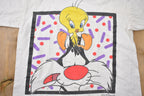 Vintage 1993 Tweety Bird and Sylvester the Cat Looney Tunes Cartoon Promo T-Shirt