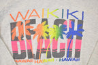 Vintage 1990s Waikiki Beach Hawaii Neon Graphic Print Crewneck Sweatshirt Women's L