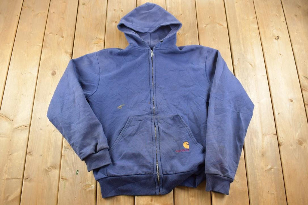 Vintage Distressed Carhartt Full Zip Thermal Lined Hoodie Sweatshirt