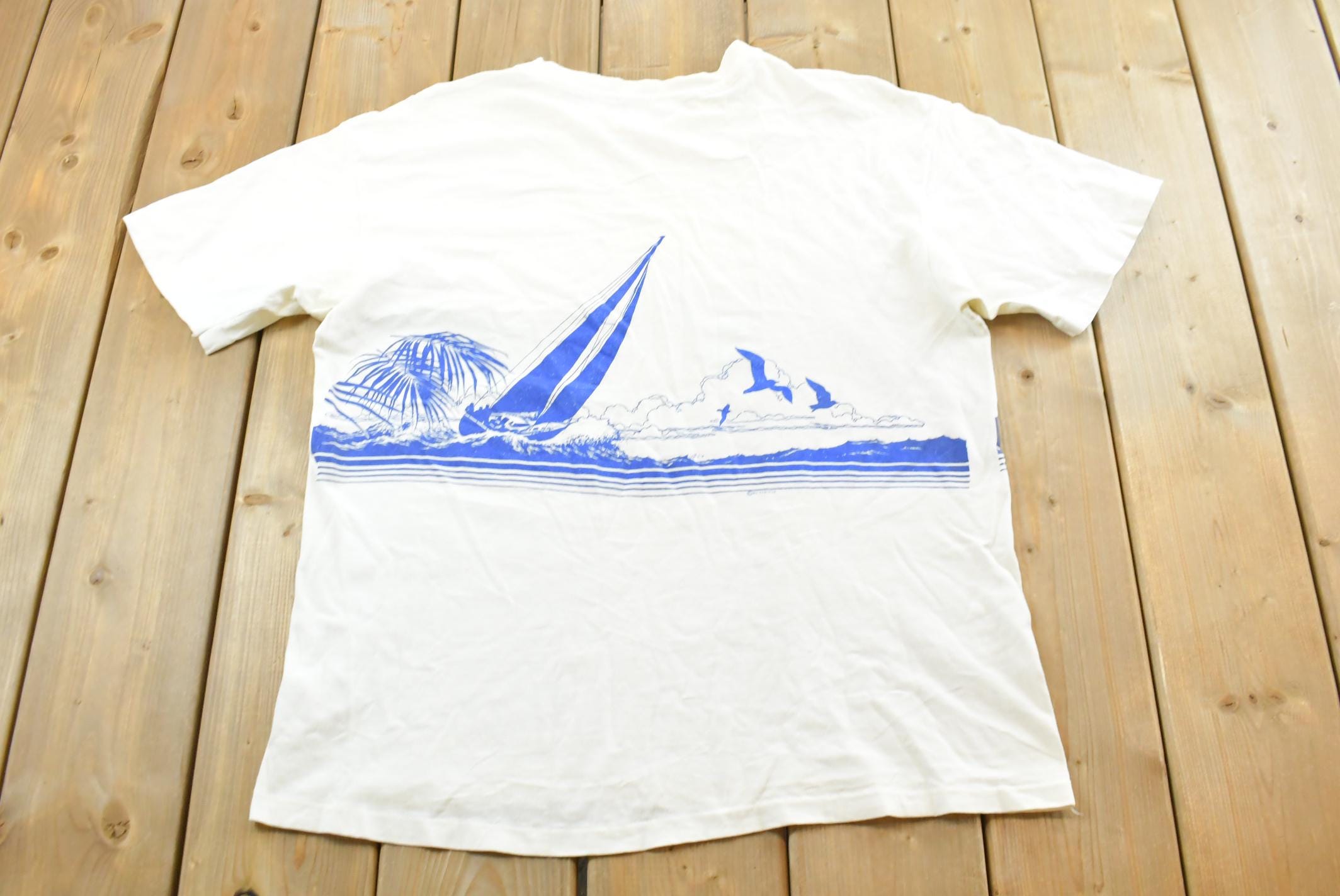 Vintage 1985 Florida Sailing Souvenir T Shirt Men's L