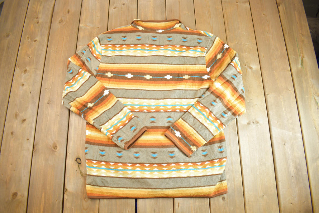 Vintage 1990s Cabin Fever Pullover Aztec Fleece Sweater - Medium