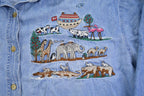 Vintage 1990s Noahs Arc Embroidered Denim Button Up Shirt