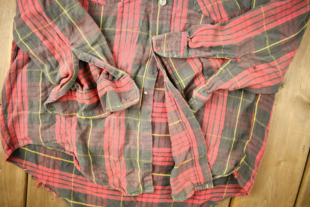 Vintage 1980s JC Penney Red Plaid Flannel Button Up Shirt