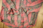 Vintage 1980s JC Penney Red Plaid Flannel Button Up Shirt