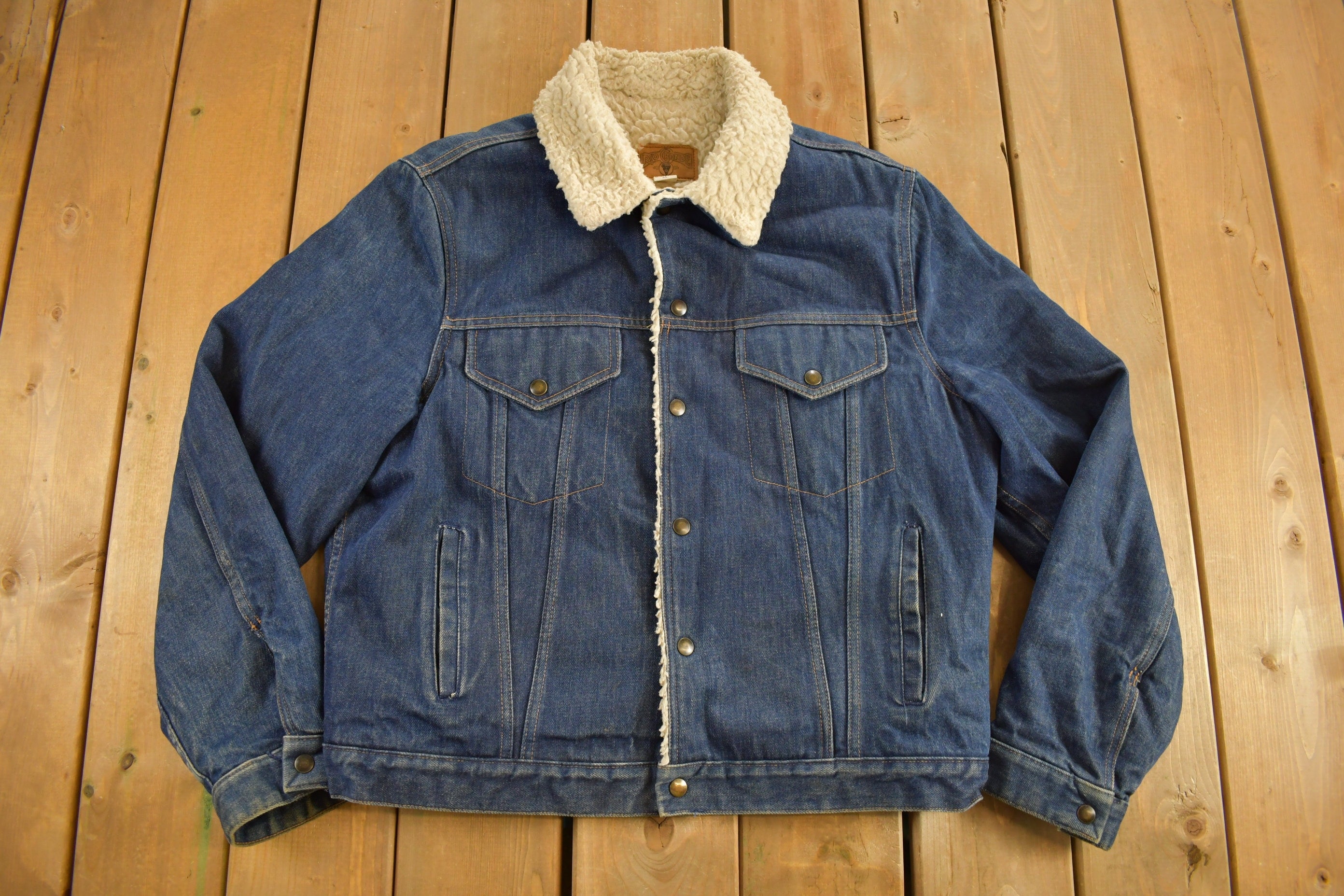 Vintage 1990s Rio Grande Outerwear Sherpa Lined Denim Jacket