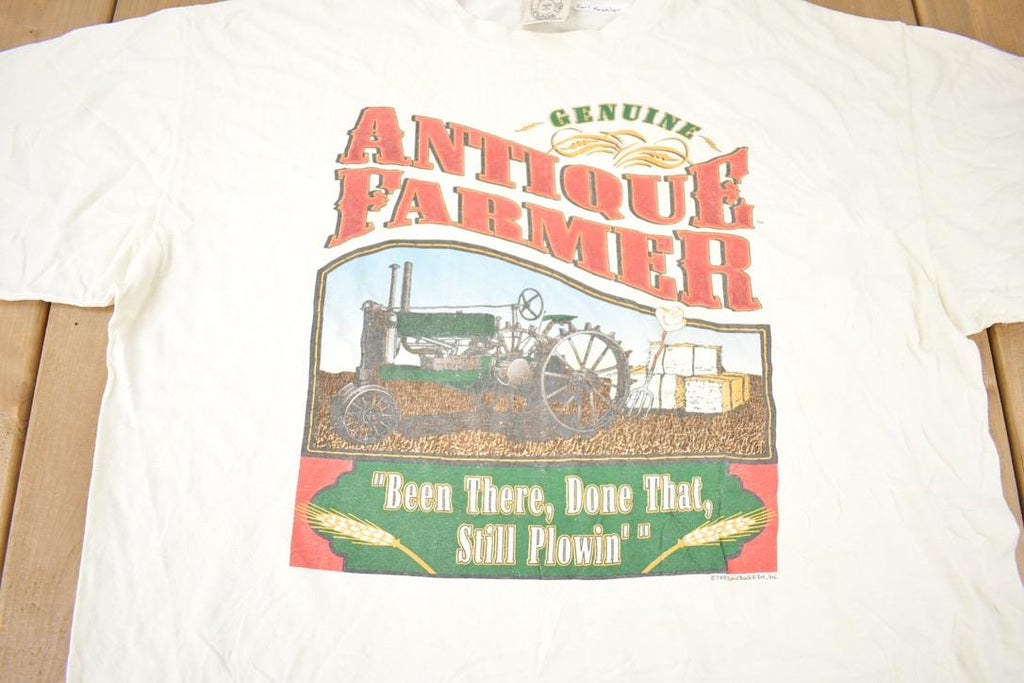 Vintage 1995 Antique Farmer Been There Done That Souvenir T-Shirt Made In USA