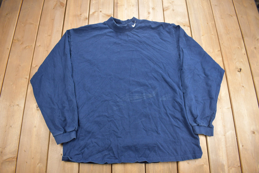 Vintage 1990s Nike Mini Swoosh Mockneck Long Sleeve T Shirt