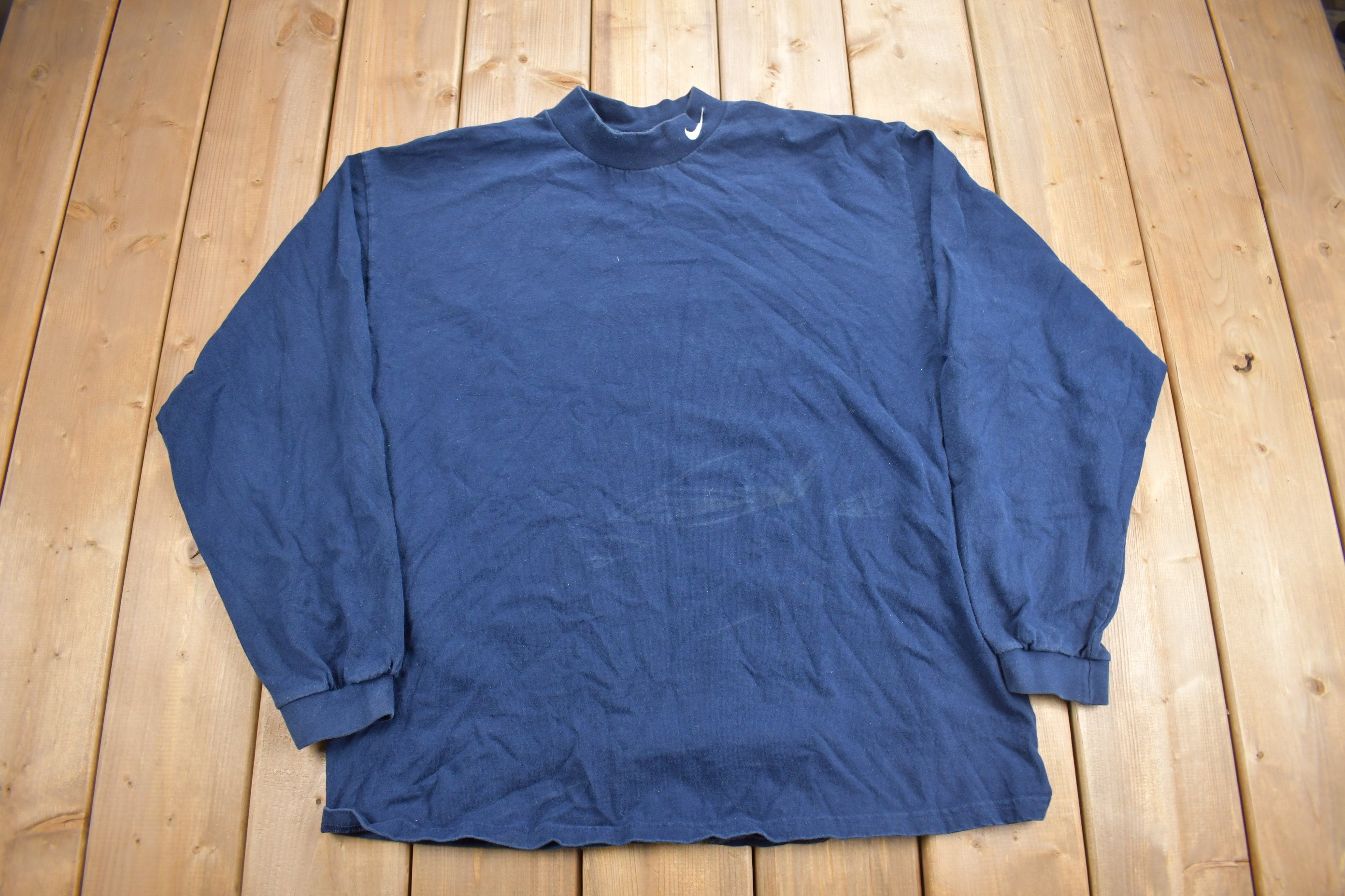 Vintage 1990s Nike Mini Swoosh Mockneck Long Sleeve T Shirt