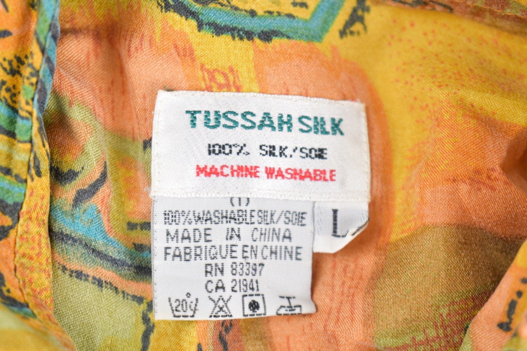 Vintage 1980s Tussah Silk Button Up Shirt