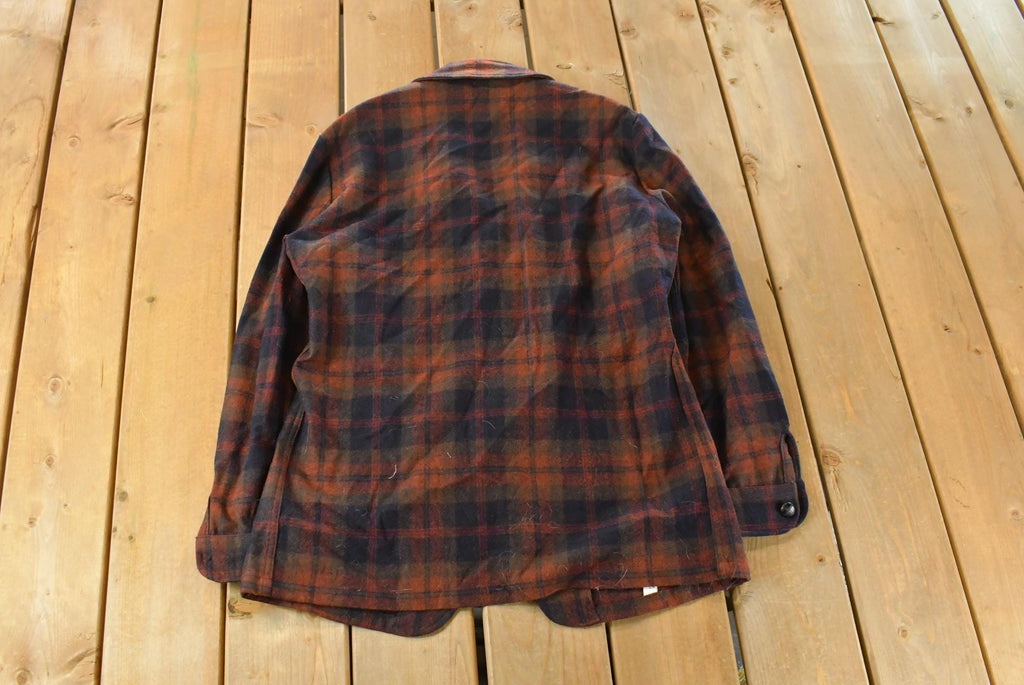 Vintage 1970s Pendleton Plaid Button Up Blazer Shirt Men's Medium