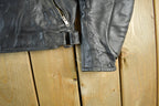 Vintage 1990s Genuine Leather Biker Jacket Padded Sleeve Adult Large