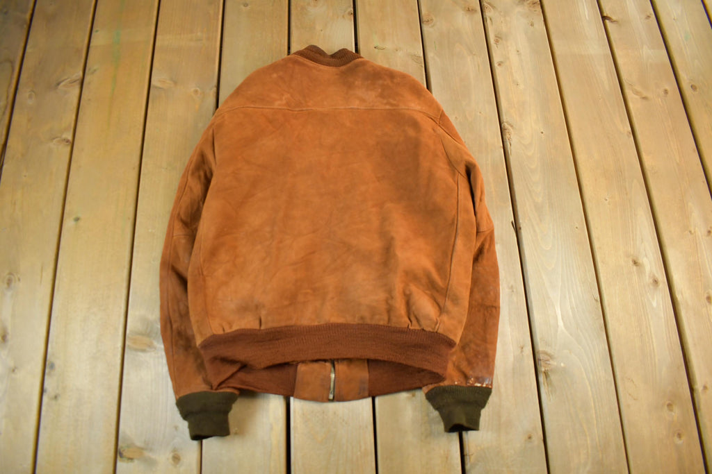 Vintage 1950s Suede Leather Bomber Jacket Adult Small