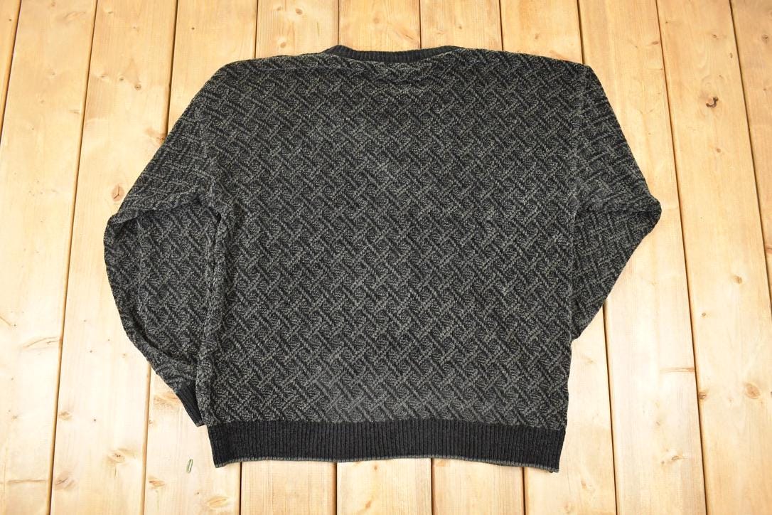 Vintage 1990s Croft & Barrow Abstract Knit Crewneck Sweater Men's L