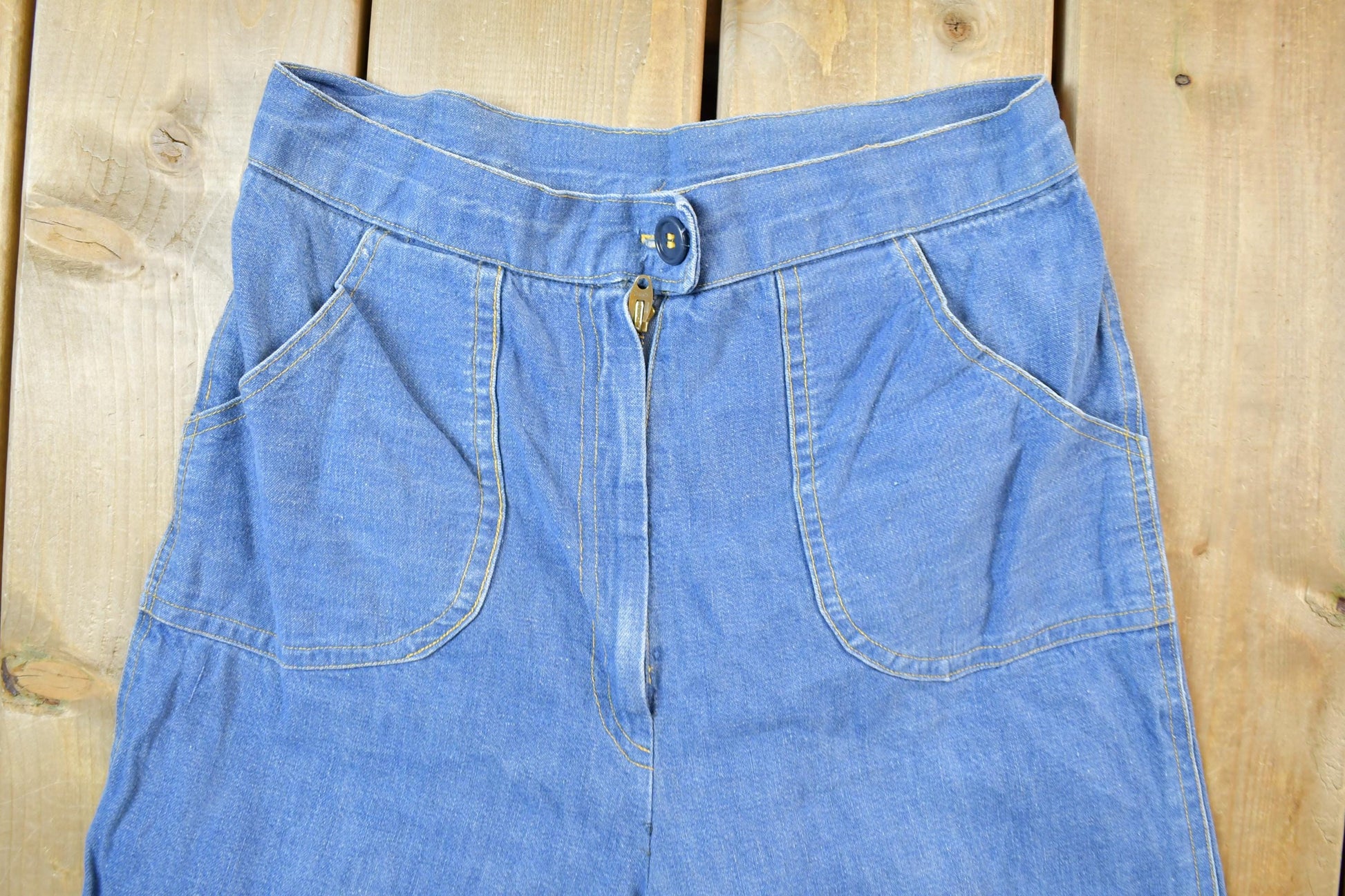 Vintage 1960s Bell Bottom Denim Jeans Size Made In USA Size 26 x 28