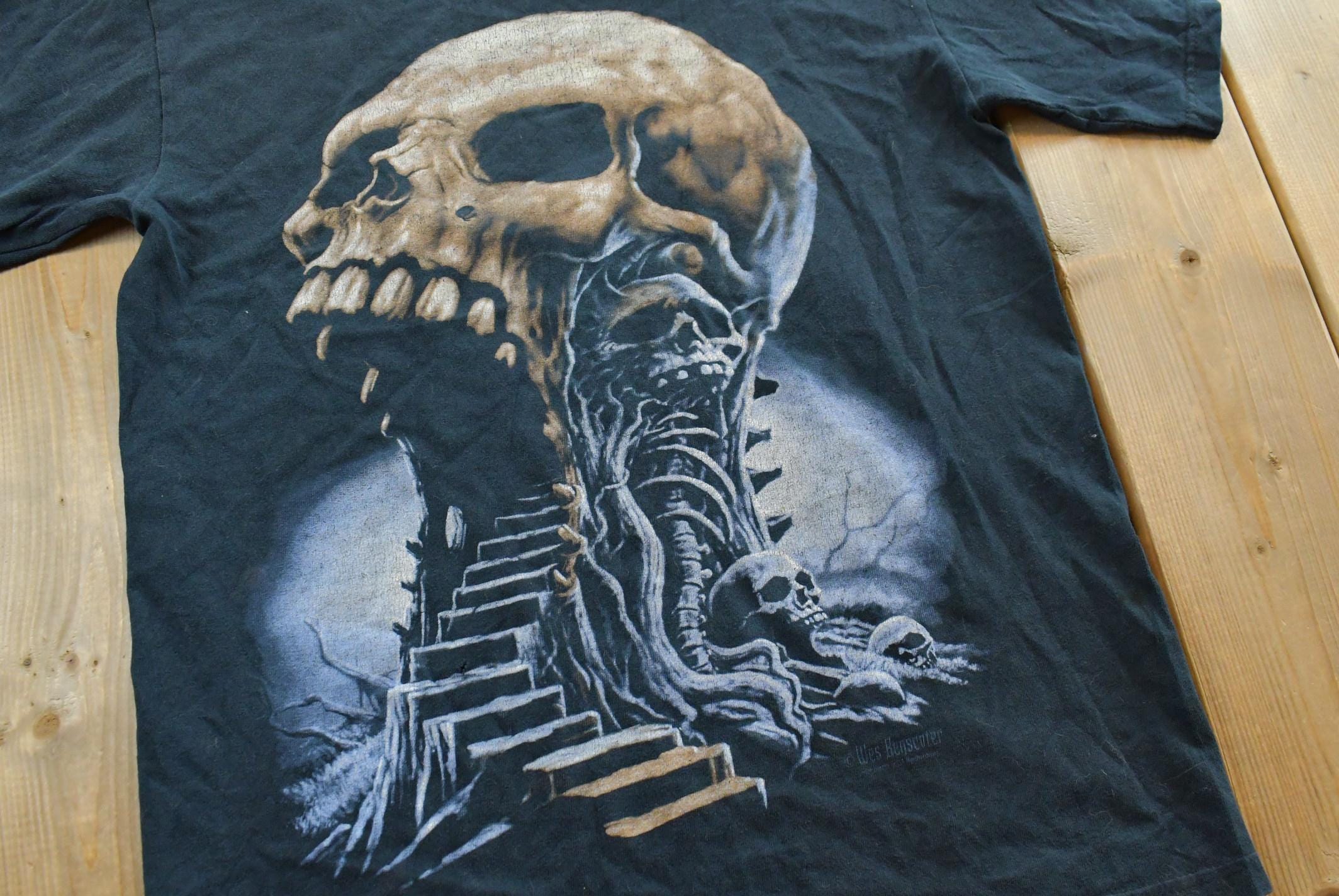 Vintage Y2K Wes Benscoter Skull Cave T-Shirt Mens S / Streetwear / Retro Style / 00s Graphic Tee / 2000s Tee / Emo / Goth