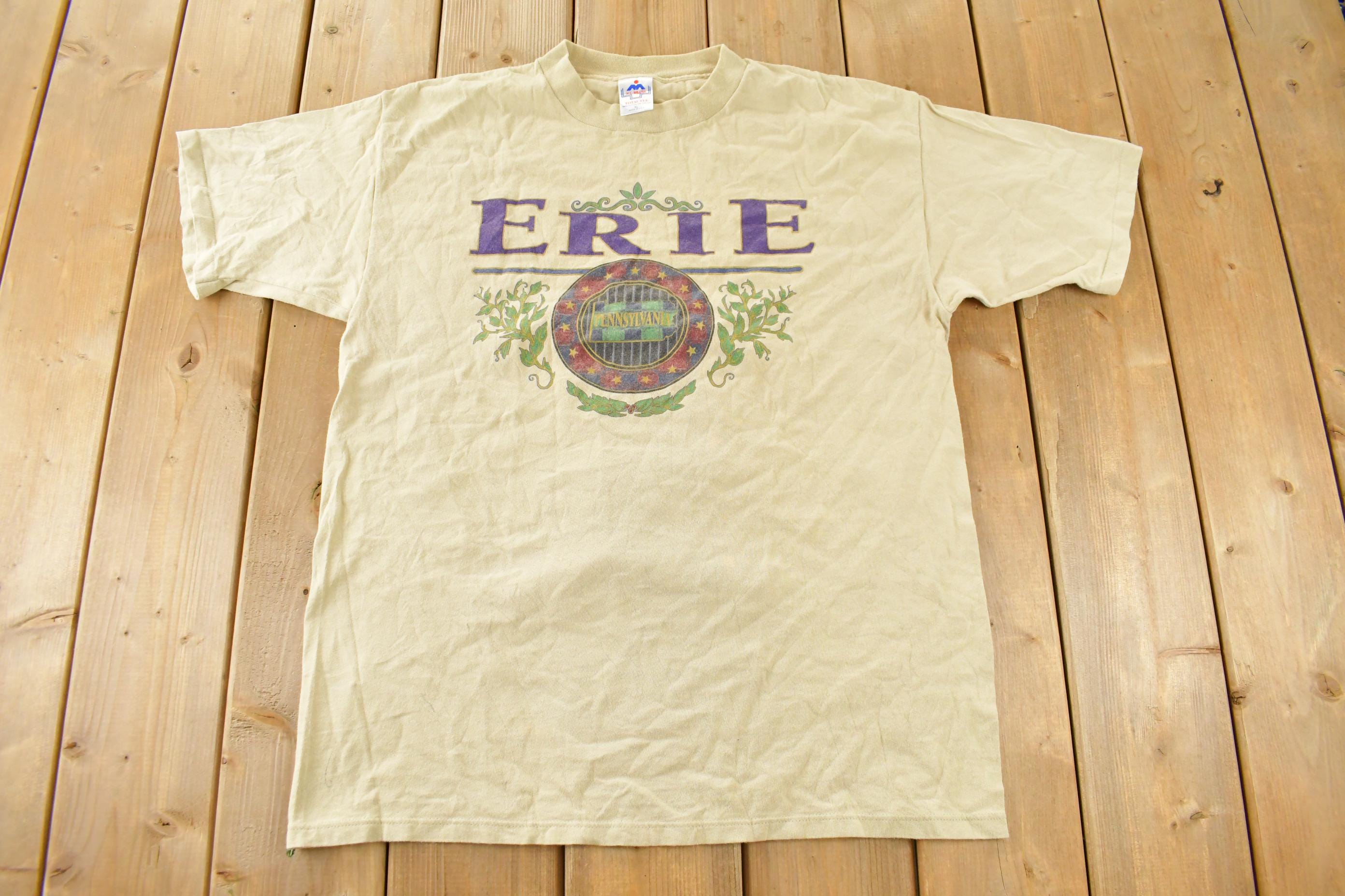 Vintage 1990s Erie Pennsylvania Souvenir T-Shirt Men's XL  Streetwear  Vacation Tee  Travel T Shirt  Made in USA