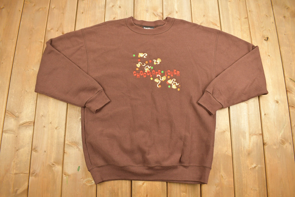 Vintage 1990s Novelty Chocolate Lovers Embroidered Crewneck Sweatshirt