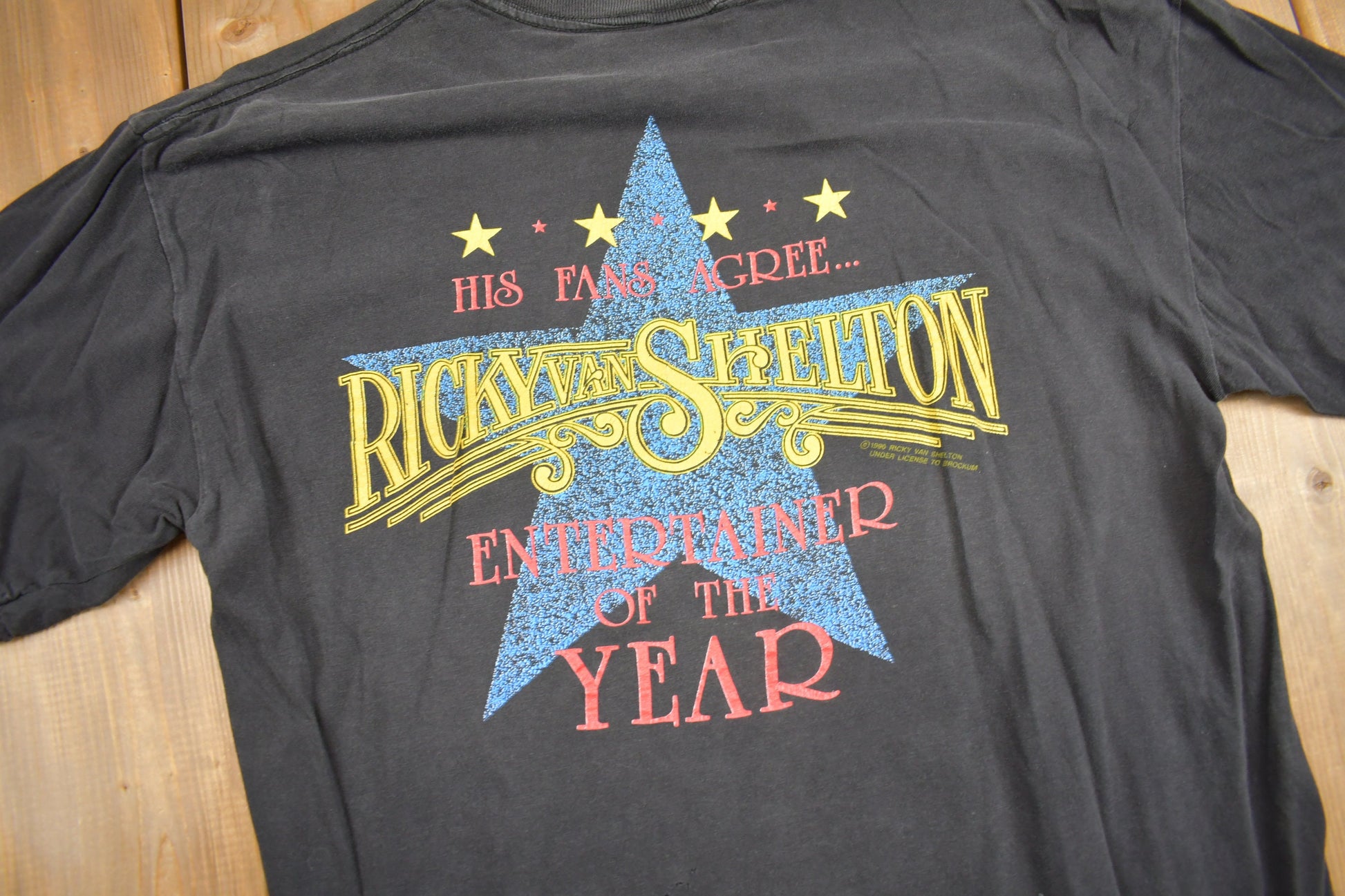 Vintage 1990 Ricky Van Shelton Entertainer Of The Year Country Music Graphic T-Shirt / Band Tee / Brockum / Made In USA