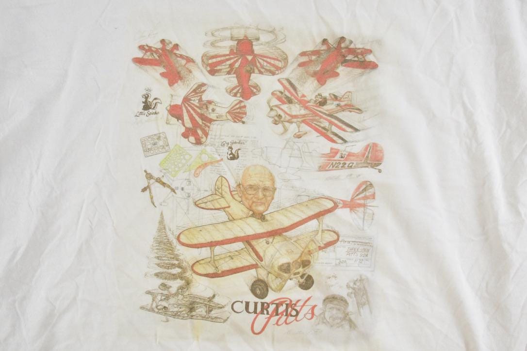 Vintage 1990s Curtis Pitts Souvenir Airplane T-Shirt