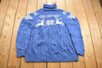 Vintage 1990s Lands End Winter Theme Turtleneck Sweater