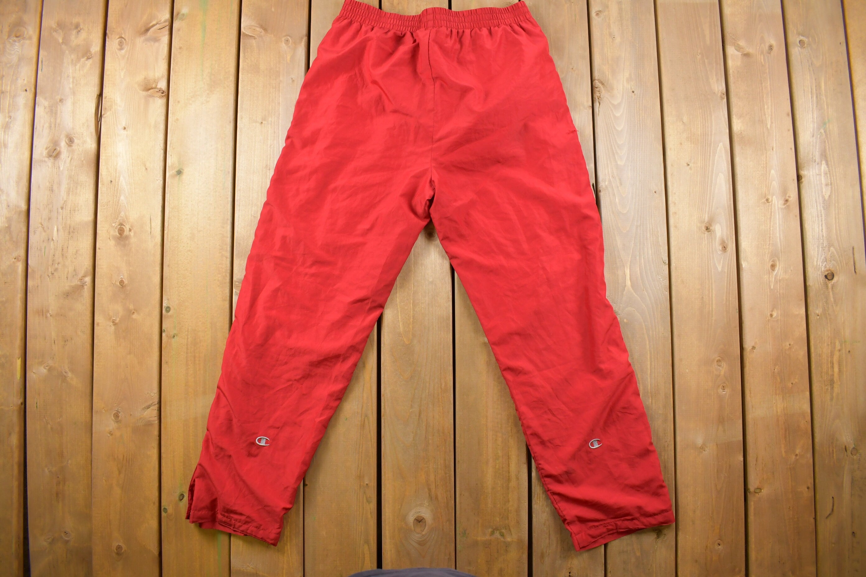 Vintage 1990's Champion Red Track Pants Zipper Cuffs 33 x 30