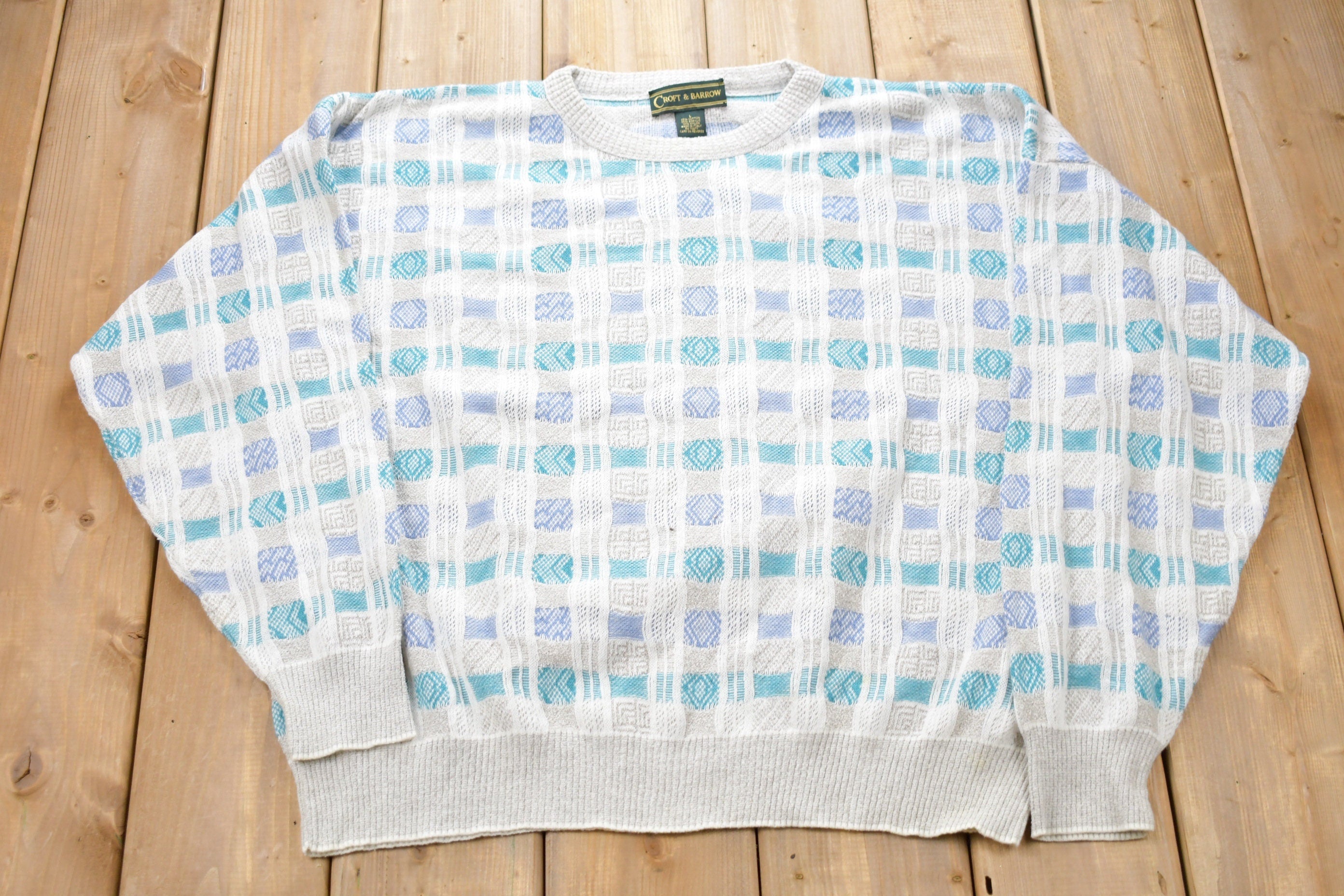 Vintage 1990s Croft & Barrow Plaid Knitted Sweater