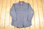 Vintage 1990s LL Bean Plaid Lined Denim Button Up Shirt Women's L