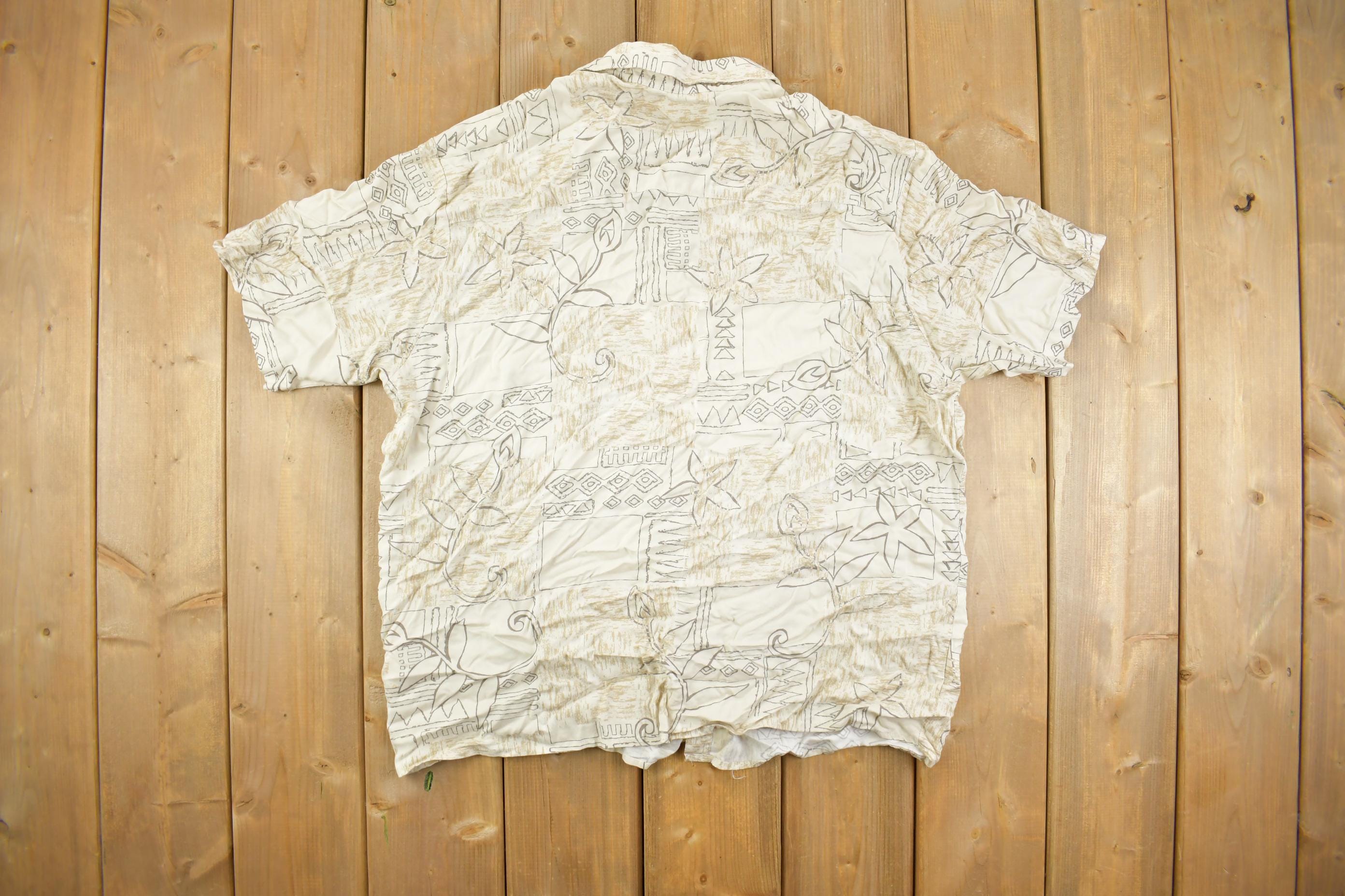 Vintage Y2k Geometric Floral Short Sleeved Button Up Shirt