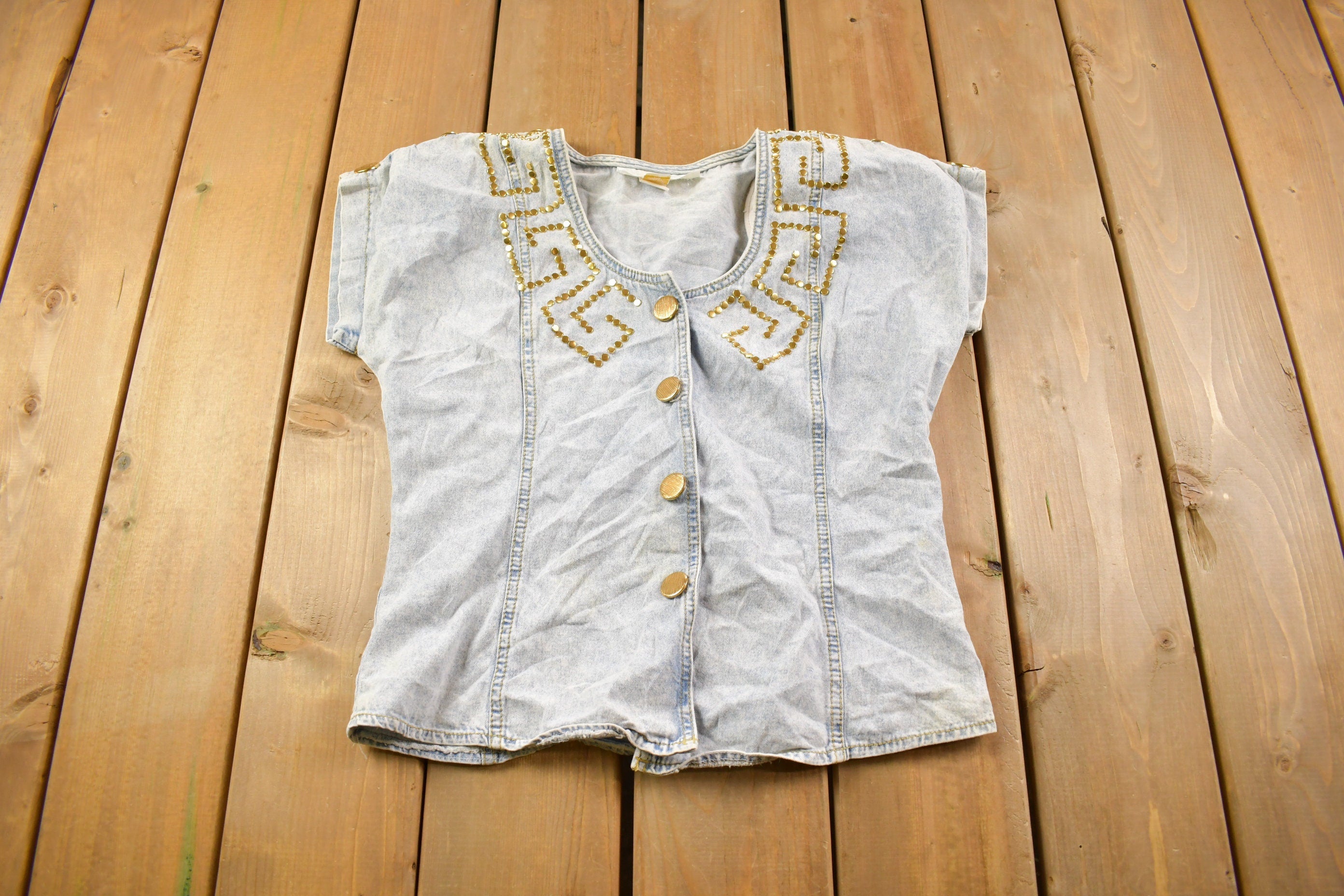 Vintage 1990s Denim Skirt & Shirt Set Size 7